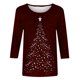 thumbnail image 5 of Camisetas de Navidad para Mujeres, 3/4 Manga Cuello Redondo Blusa con Estampado de Vacaciones, Top de Moda Casual, 5 of 5
