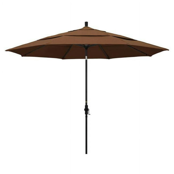 California Umbrella GSCU118302-5488-DWV 11 Pi. Marché de l'Aluminium Parapluie Collier Inclinaison DV Mat Noir-Soleil-Canvteak