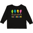 thumbnail image 3 of Inktastic All You Need Is Ice Cream - Blue Pink Yellow Green Boys or Girls Long Sleeve Toddler T-Shirt, 3 of 5