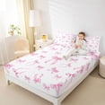 thumbnail image 4 of Homewish Kawaii Pink Bowknot Queen Sheet Sets for Girl, Cute Cartoon Ribbon Flat Sheet, Princess Style Queen Fitted Sheet, Breathable Home Decor, 4-Piece, 4 of 7