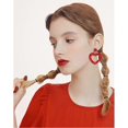 thumbnail image 3 of Pendientes de Lentejuelas de Amor Yashi para el Día de San Valentín Elegantes y Livianos de Cuero, 3 of 5