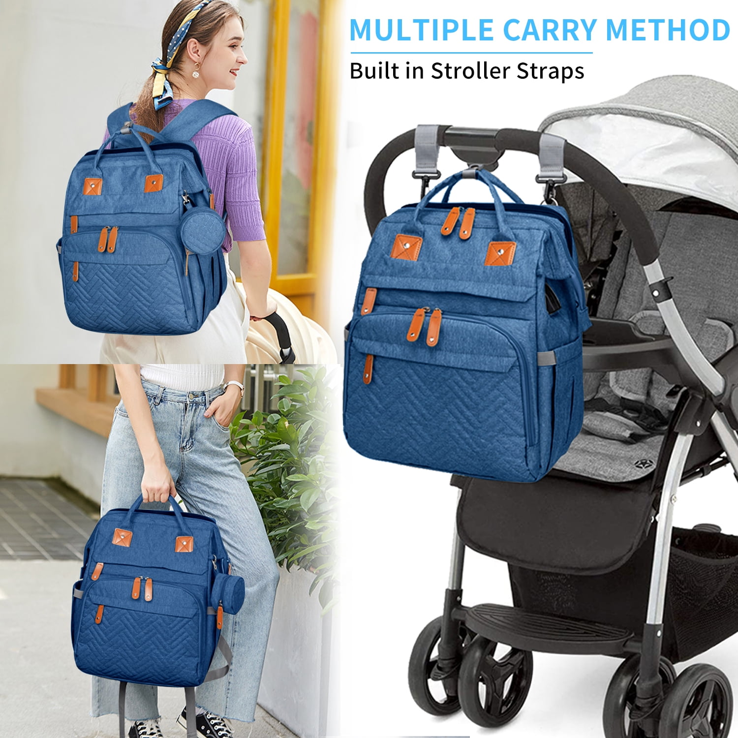 Baby Diaper Bag with Changing Station, Waterproof Diaper Bag Backpack for Moms Dads, Baby Shower Gifts