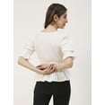 thumbnail image 2 of Moomaya Solid Cotton Tops For Women, 3/4th Sleeve Blouse, Smocked Waist Tops, 2 of 8