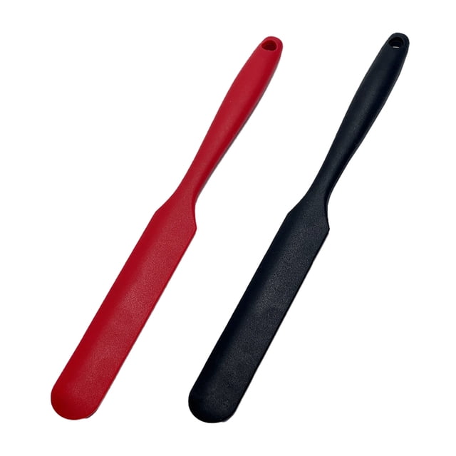 kurtrusly Spatules en Silicone Résistantes à la Chaleur 2 Pièces – Pot Remuant Spatules Polyvalentes Résistantes à la Chaleur Noir + Rouge