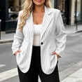 thumbnail image 5 of Inverlee Striped Long Sleeve Lapel Single Button Blazer Jackets for Women Business Office Oversized Pocket Outerwear Urban Daily Relaxed Coats White XXL, 5 of 8