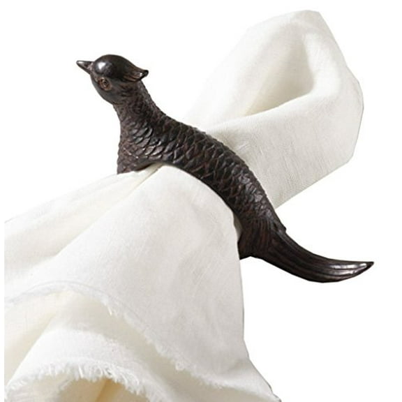 Fennco Styles Pheasant Design Napkin Rings - Set of 4 (Brown)