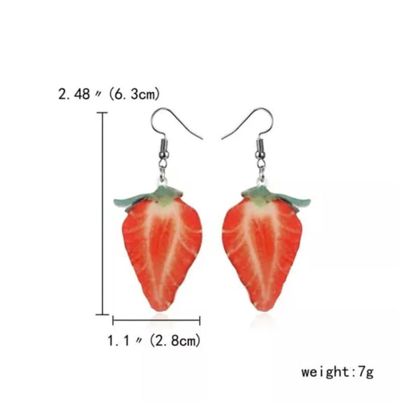 GKNET Fashion Cute Fruits Acrylic Strawberry Drop Dangle Earrings Hook Jewellery Gifts-Strawberry