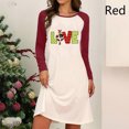 thumbnail image 2 of Vestido suelto informal de manga larga con estampado navideño y cuello redondo para mujer Fridja  nbo1110, 2 of 6