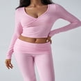 thumbnail image 5 of LYMAYTER Women 2 Piece Sets Summer Long Sleeve Tracksuit Suit for XS-XL Casual Flare Pants Outfits, 5 of 9