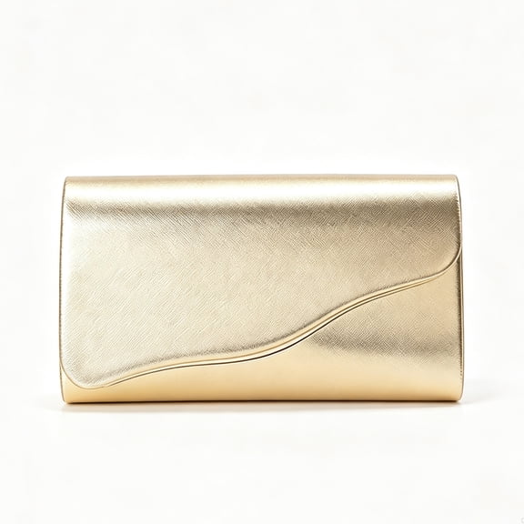 Women’s Gold Metallic Envelope Clutch Purse, Elegant Evening Bag for Wedding Party Prom