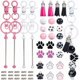 thumbnail image 1 of Juego de 128 llaveros con cuentas para hacer tú mismo, con cuentas redondas de madera a granel, con forma de perro, gato y huella de pata de mascota, para llavero., 1 of 7