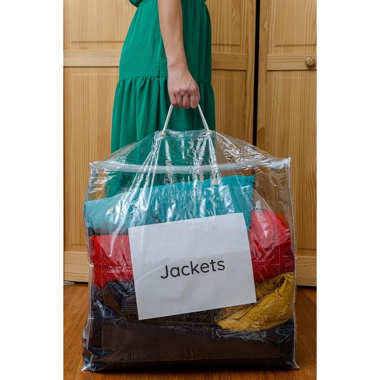 5-Pack Clear Vinyl Zippered Comforter Storage Bags 21x21x10 Inches With Rope Handle