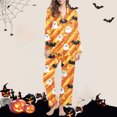 thumbnail image 2 of Enjoytime Halloween Pajama Set Women Printed Lapel Long Sleeve Sleepwear Button Down Blouse Pants Loungewear Trendy Casual Soft Comfy Two Piece Sets, 2 of 6