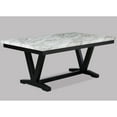 thumbnail image 2 of Rectangular Dining Table With White Faux Marble Surface And Black Chairs Traditional Vintage Leather Chair Padding, 2 of 3