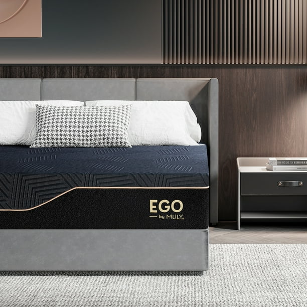 MLILY Ego Black 14 inch Memory Foam Mattress, Mattress in a Box, King