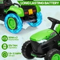 thumbnail image 5 of Riedhoff 12V 3-in-1 Ride-On Tractor w/Trailer, Remote Control,LED Lights,Shovel Bucket,Green, 5 of 8