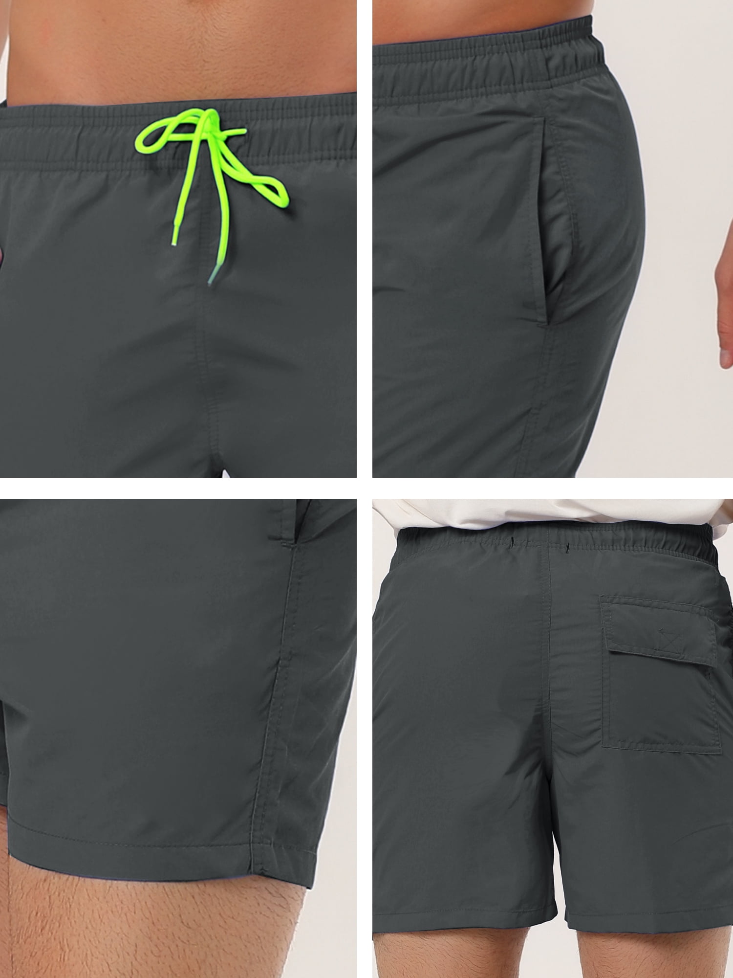 Unique Bargains Men's Summer Beach Shorts Mesh Lining Drawstring Waist Swim Shorts 34 Gray