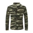 thumbnail image 5 of miqiqism Fashion Camouflage Pullover Shirts for Men Trendy Round Neck Lapel Shirts Casual Long Sleeves Blouses,Army Green,Small, 5 of 5