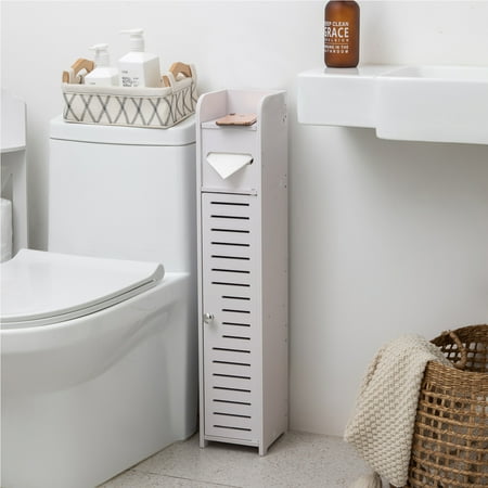 toilet paper holder stand,small bathroom storage cabinet for toilet paper storage, toilet paper stand waterproof for small spaces,white by aojezor