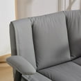 thumbnail image 6 of HUJHKIO Cross Legged Office Chair with Flip-Up Arms, Wide Swivel Chair, 360° Rolling Ergonomic Desk Chair, Adjustable Comfy Leather Seat for Home Office, Vanity & Study, Supports 300 lbs, Gray, 6 of 9