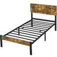 Yaheetech Metal Bed Frame with Wooden Headboard and Footboard Mattress