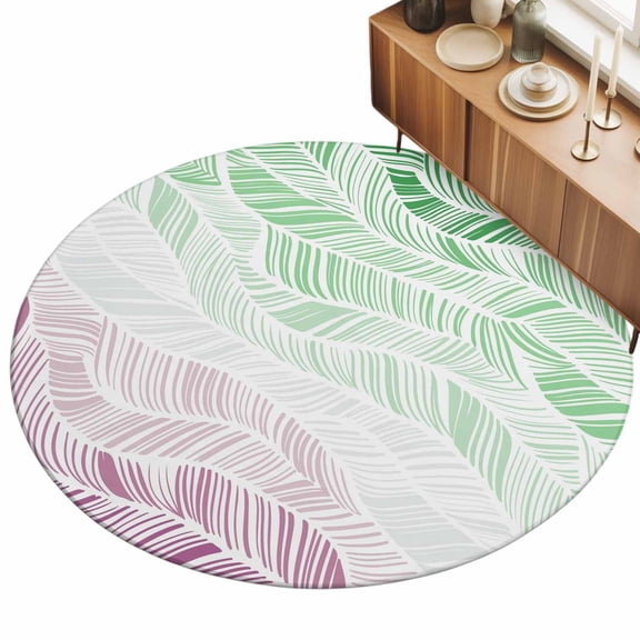 3ft Area Rug,Abstract Green Lavender Ombre Stripes Washable Large Rugs Soft Non-Slip Floor Rug Modern Lines Art Non-Shedding Indoor Carpets for Living Room Bedroom Home Office Nursery