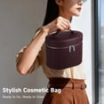 thumbnail image 3 of Travel Makeup Bag for Women, Large Capacity Cosmetic Organizer with Removable Liner, Waterproof PU Leather Toiletry Bag, Portable Cosmetic Case for Skincare Brushes Accessories, 3 of 8