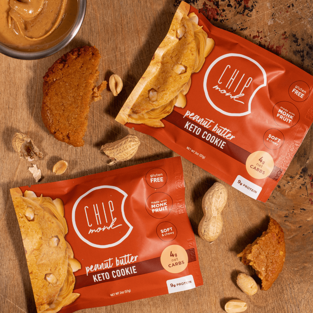 ChipMonk Keto Cookies, Peanut Butter - Low Carb Keto Friendly Snacks, Dessert, Gluten-Free, High Fat and Protein, Low Sugar