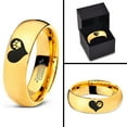 thumbnail image 4 of Tungsten Paw Print Heart Shaped Band Ring 7mm Men Women Comfort Fit 18k Yellow Gold Dome Polished, 4 of 4