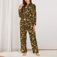 thumbnail image 2 of Picia Autumn Plants Maple Tree Vintage Pattern Women’s Long-Sleeve Sleepwear Set - Soft 2-Piece Loungewear with Pockets, Comfy PJs for Relaxing Nights-Small, 2 of 7