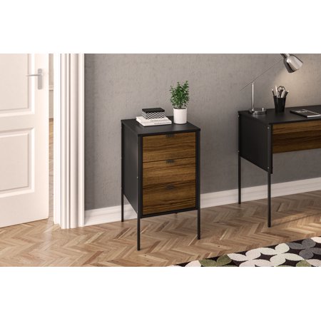 UPC: 7899885057048 | Polifurniture Mallorca 3 Drawer Locking Office Cabinet in Black and Brown Finish
