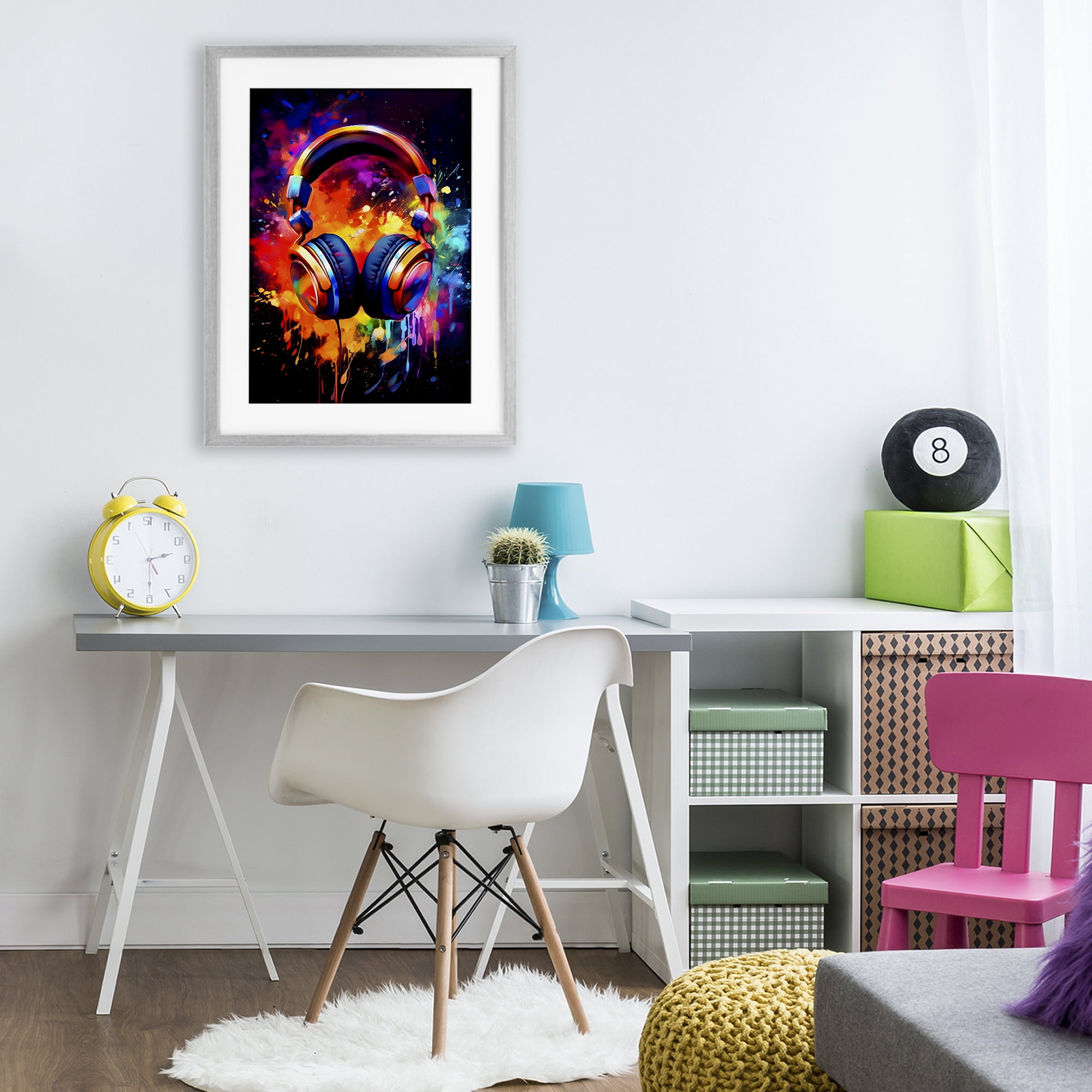Stupell Industries Musical Color Pop Splash Gray Framed Print Under Glass, design by Creative Studio