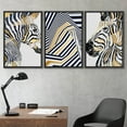 thumbnail image 2 of wall26 Framed Canvas Print Wall Art Set Geometric Style Jungle Zebra Animals Wilderness Comic Book Illustrations Modern Art Rustic Wild Portrait for Living Room, Bedroom, Office - 16"x24"x3, 2 of 5