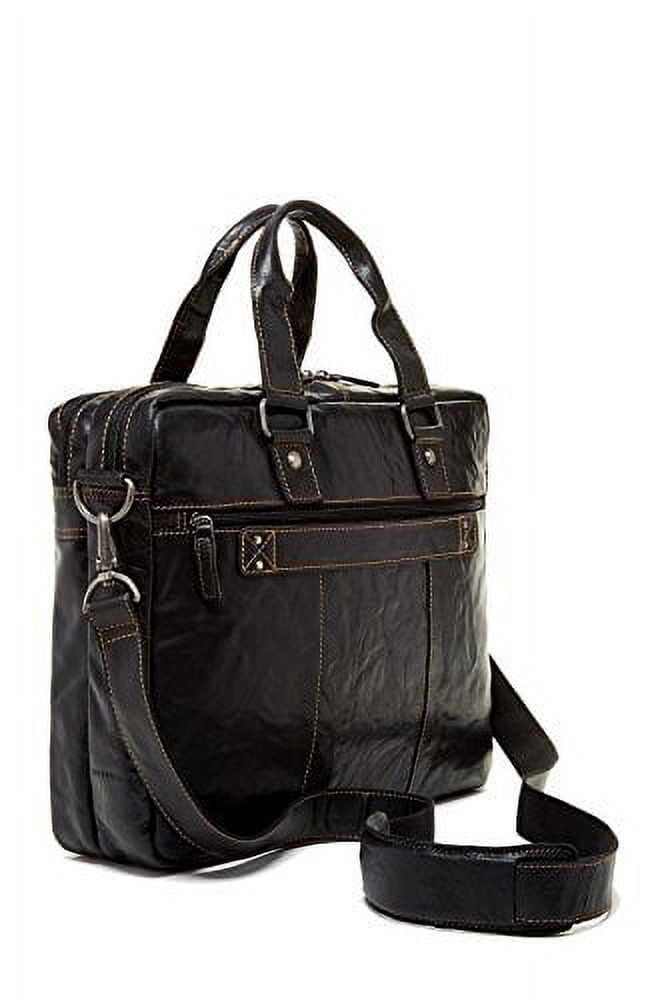 Jack Georges Voyager Hand-Stained Buffalo Leather Large Professional Briefcase #7317 (Black)