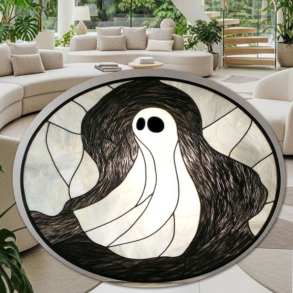 Circle Area Rug, Ghost10 Washable Non-Slip Floor Carpet, Soft Rug for Living Room Bedroom Decor 24 Inch