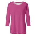 thumbnail image 4 of CONZONE Women's Base T-Shirts 3/4 Sleeve T Shirts for Women Casual Crew Neck Solid Color Lightweight Tees Soft Cozy Dailywear, 4 of 4
