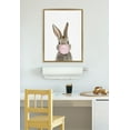 thumbnail image 5 of Kate and Laurel Sylvie Bubble Gum Bunny Framed Canvas Wall Art by Amy Peterson Art Studio, 18x24 Gold, Cute Whimsical Animal Art for Wall, 5 of 6