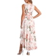 thumbnail image 3 of Vestido Maxi INSPIRE CHIC para mujer, casual, con escote en V, estampado floral, con cinturón, sin mangas, largo, talla XS, blanco, 3 of 6
