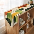 thumbnail image 4 of Green Abstract Table Runner Linen Burlap Table Runner 72 Inches Long Geometric Simple Lines Vintage Art Dresser Scarves for Kitchen Island Coffee Dining Party Wedding Banquet Holiday Decor 18"x72", 4 of 8