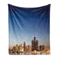 thumbnail image 1 of Detroit Soft Flannel Fleece Blanket, Michigan Skyline at Twilight Waterfront Lively City Serene Calm Travel Destination, Cozy Plush for Indoor and Outdoor Use, 50" x 70", Multicolor, by Ambesonne, 1 of 6
