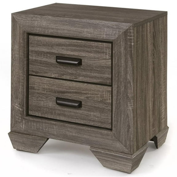 Bowery Hill Modern Square 2 Drawers Nightstand in Weathered Gray Grain