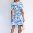 thumbnail image 4 of Qiopertar Liquidation à Moins de 5$ Robe d'Été Col en V Mode Imprimée Ceinture Plissée Manches Courtes Grandes Économies de Vacances!, 4 of 8