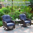 thumbnail image 4 of Outdoor Swivel Chair, Luxury Wide Armrest High Back Cushion Swivel Rocking Chair with 5.1 Inch Comfortable Soft Seat Cushion, 3-Piece Wicker Furniture Set, Suitable for Patio, Indoor, Pool, etc., 4 of 6