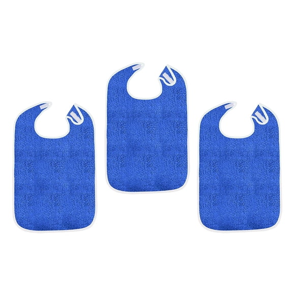 Baberos para adultos de 3 piezas para comer ropa ajustable cómoda lavable a máquina azul