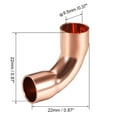 thumbnail image 2 of Conector de codo de cobre de 90 grados Uxcell, codo corto para tubería de cobre 0.87" x 0.87" x 0.37", 2 of 3