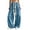 Blue, variant on Womens Casual Cargo Pants Solid Color Drawstring Wide Leg Jogger Loose Fit Baggy Workout Trousers With Pockets