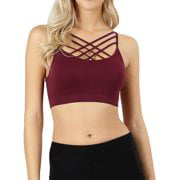Nolabel Womens Comfort Cami Crop Top Seamless Crisscross Front Strappy Bralette Sports Bra Top with Removable Pads S~3XL 