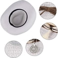 thumbnail image 4 of Women's Linen Sun Hat Wide Brim Panama Fedora Cap for Adults Summer Beach Vacation Cowgirl Hat with Seashell Rope Decor UV Protection Headwear Everyday Casual Apparel Accessory, 4 of 8