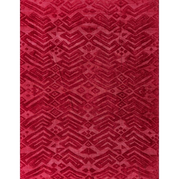 Ahgly Company Machine Washable Indoor Rectangle Abstract Ferrari Red Area Rugs, 7' x 9'