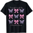thumbnail image 2 of 100% Cotton Transformed By Christs Love Coquette Bow Christian Women T-Shirt, 2 of 5